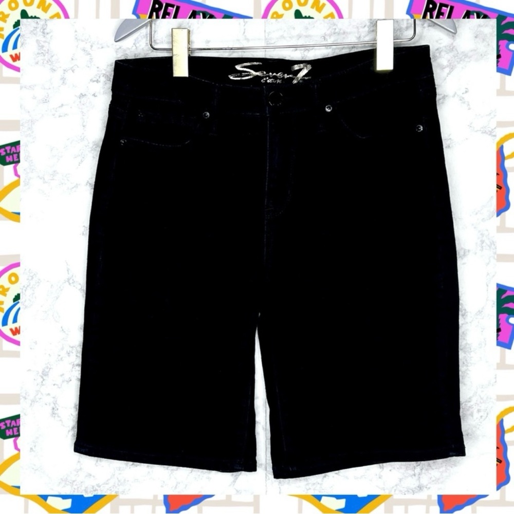 Seven7 Black Denim Sunset Bermuda Shorts Womens 12